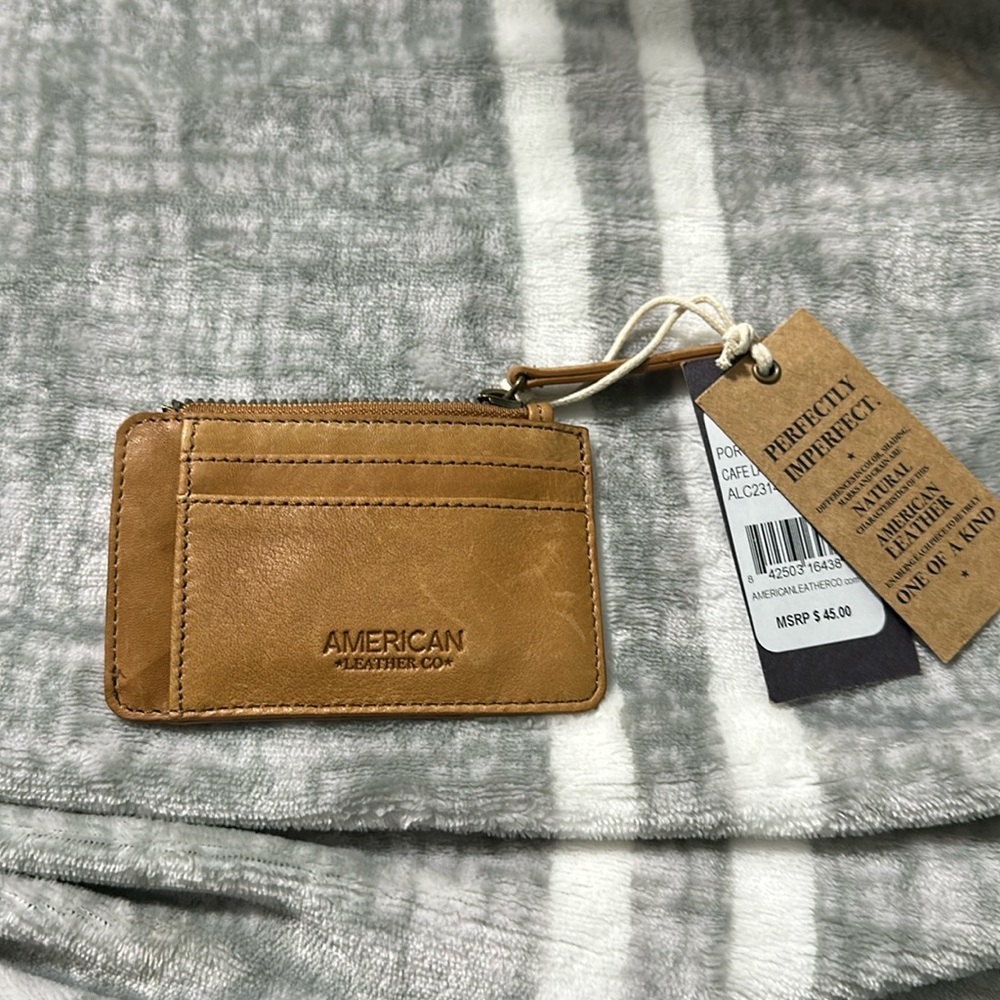 American leather, mini wallet holder with coin slot